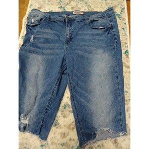 What About Me Jeans Shorts Women 22 Black Blue Casual Outdoors Preppy Distressed